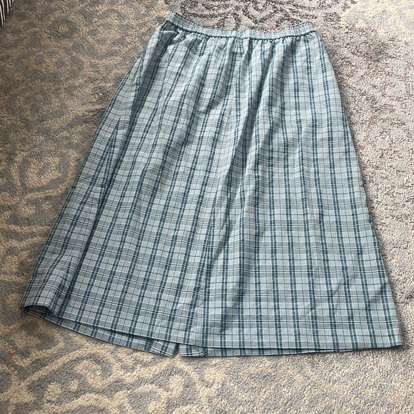 Leslie Fay Vintage Plaid Button Down Skirt Set Blue 12 - Picture 9 of 9